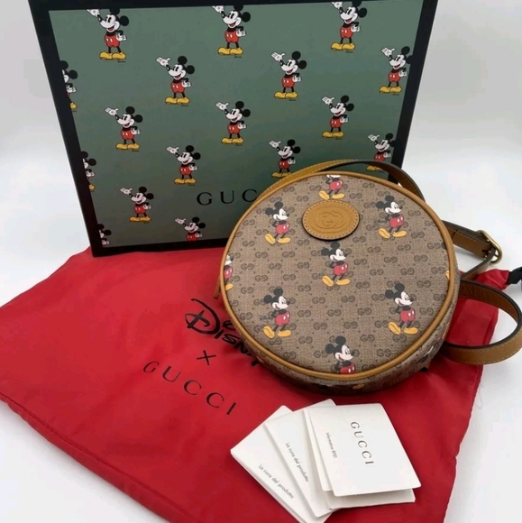 Gucci Handbags - NEW Gucci Disney Mickey Mouse Round Backpack Printed Mini GG Coated Canvas Mini